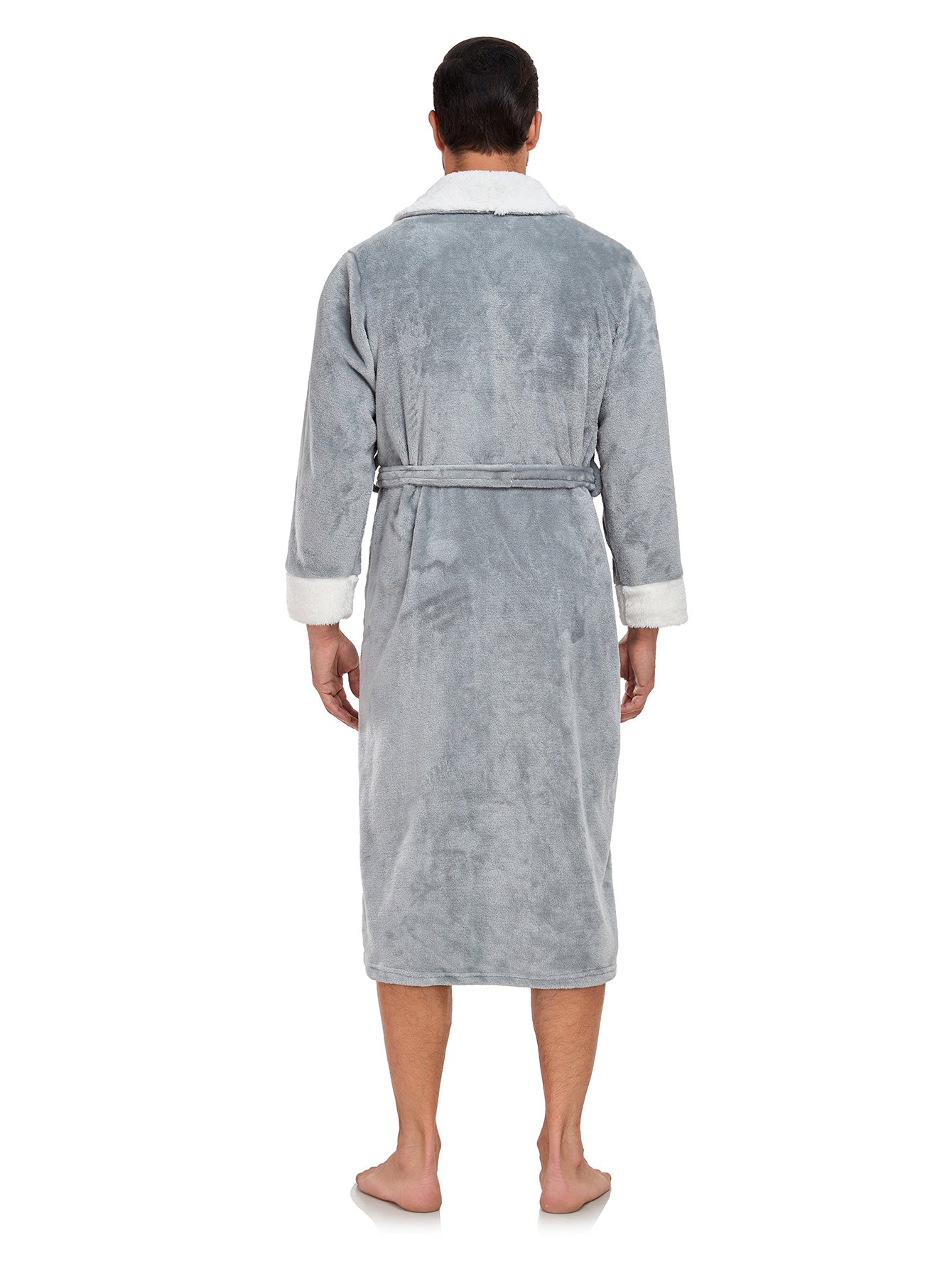 RONGTAI Men's Plush Long Bathrobe, Soft And Warm, Full Length, Shawl Collar, Fleece