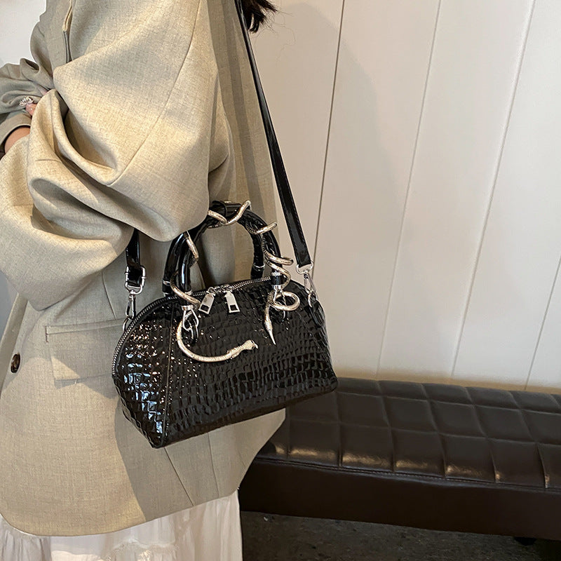 European And American Fashion Stone Pattern Personality Retro Easy Matching Portable Crossbody Shell Bag