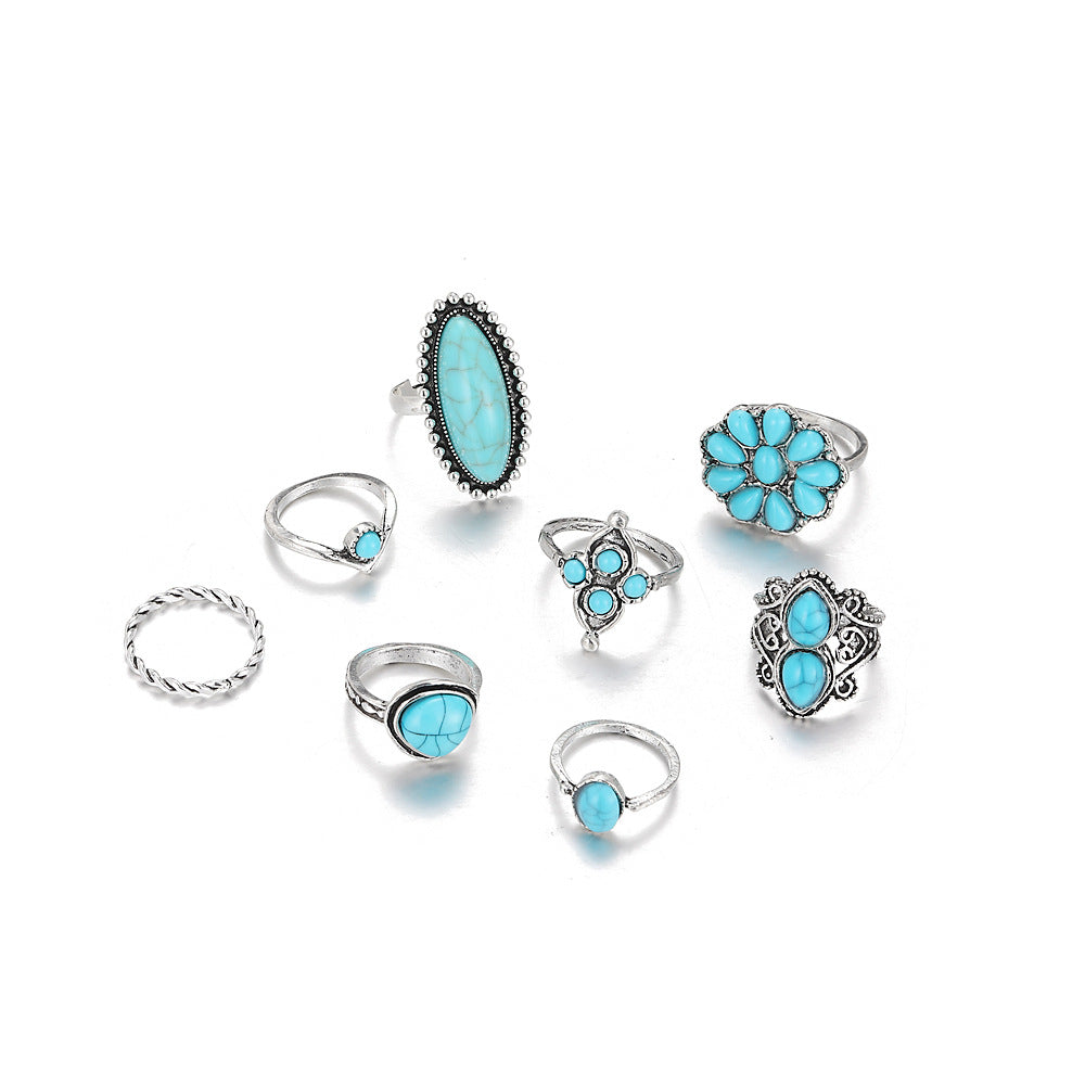 Vintage Boho Turquoise Floral Twist 8-piece Set