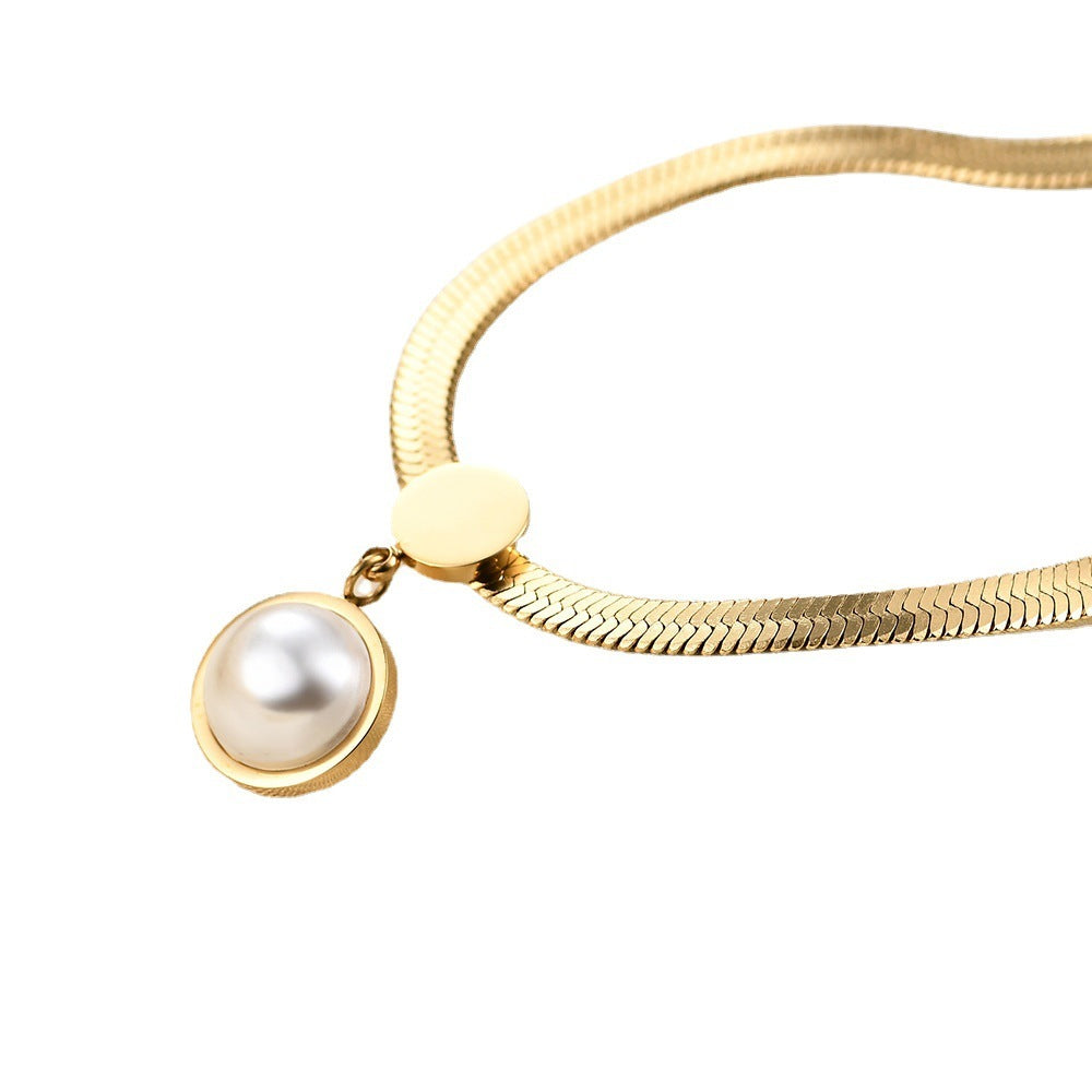 Fashion 8MM Chain Like Flat Snake Blade Necklace
